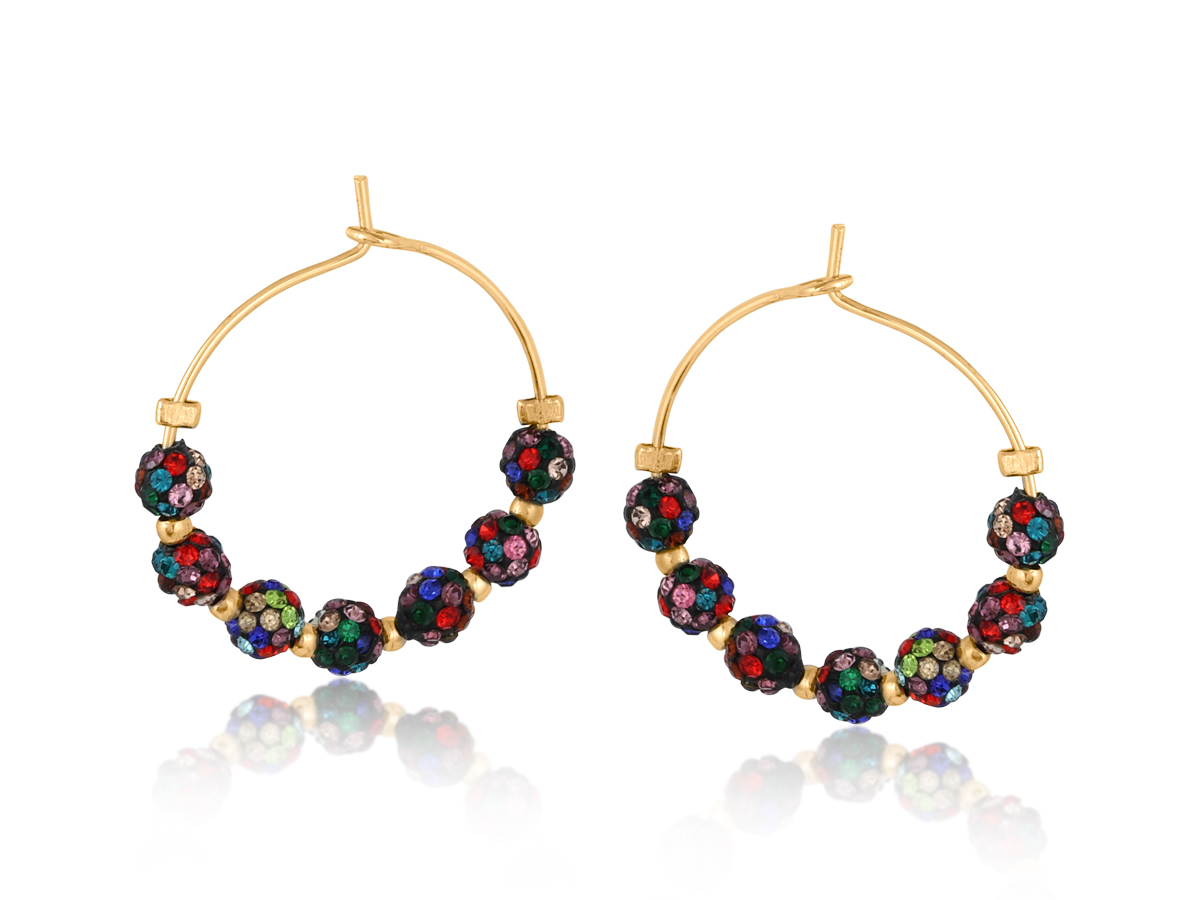 Multicolor Semiprecious Stone Beaded Drop Hoop Earrings - World Market